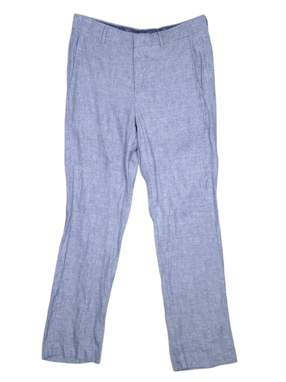 Men's Light Blue Linen-Blend Chinos